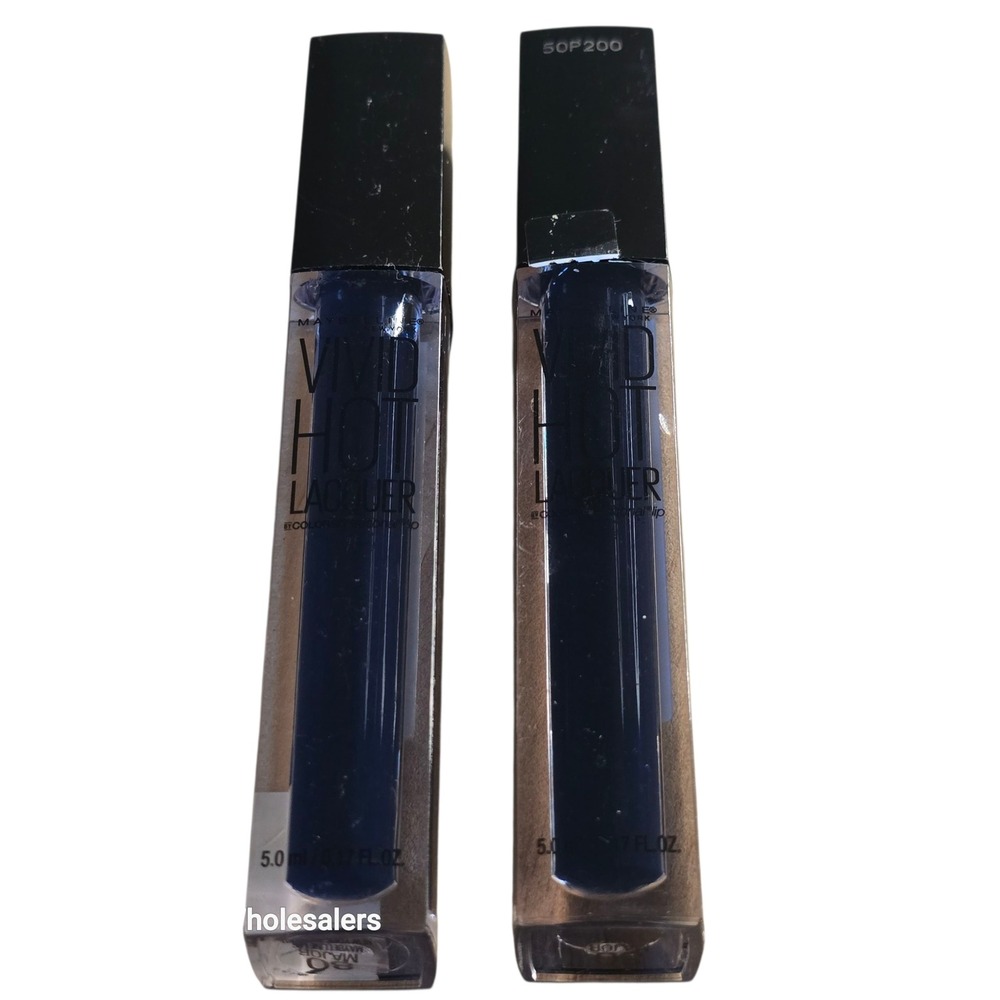 Maybelline Vivid Hot Lacquer Blue 80 Major Lip Gloss Beauty Makeup (2 Bottles)
